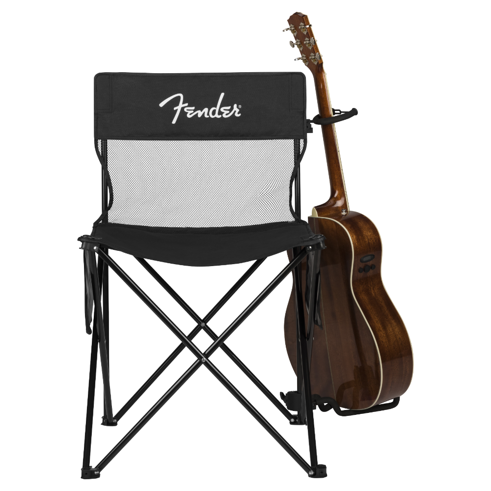 Fender フェンダー Festival Chair/Stand キャンピングチェア ギタースタンド用アタッチメント付き 正面使用例画像2