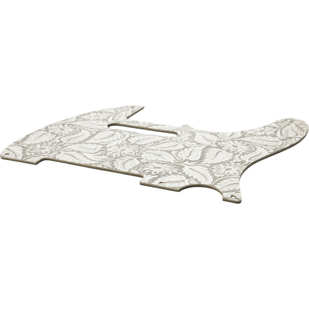 Fender フェンダー Waylon Jennings Telecaster Pickguard White ピックガード ホワイト スタイリッシュなパターンのエンボスレザー