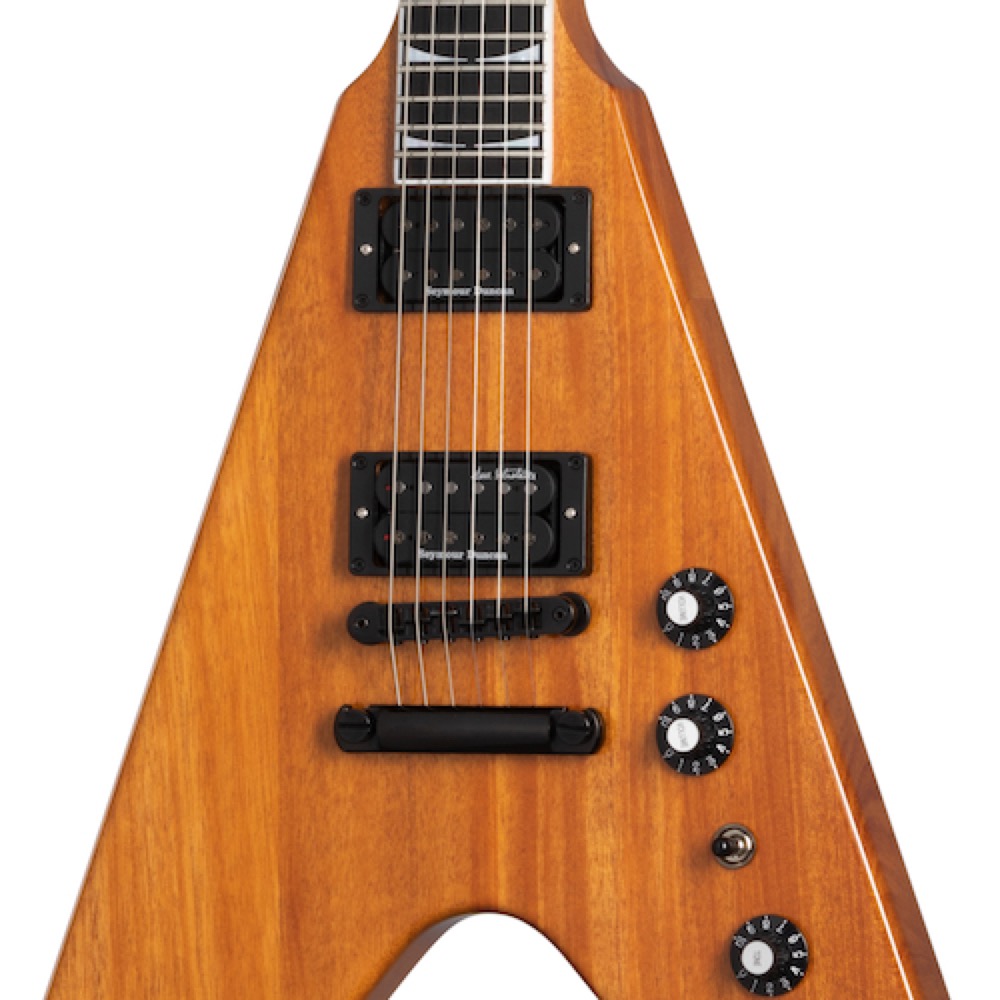 Gibson ギブソン Dave Mustaine Flying V EXP Antique Natural エレキギター ボディトップ画像