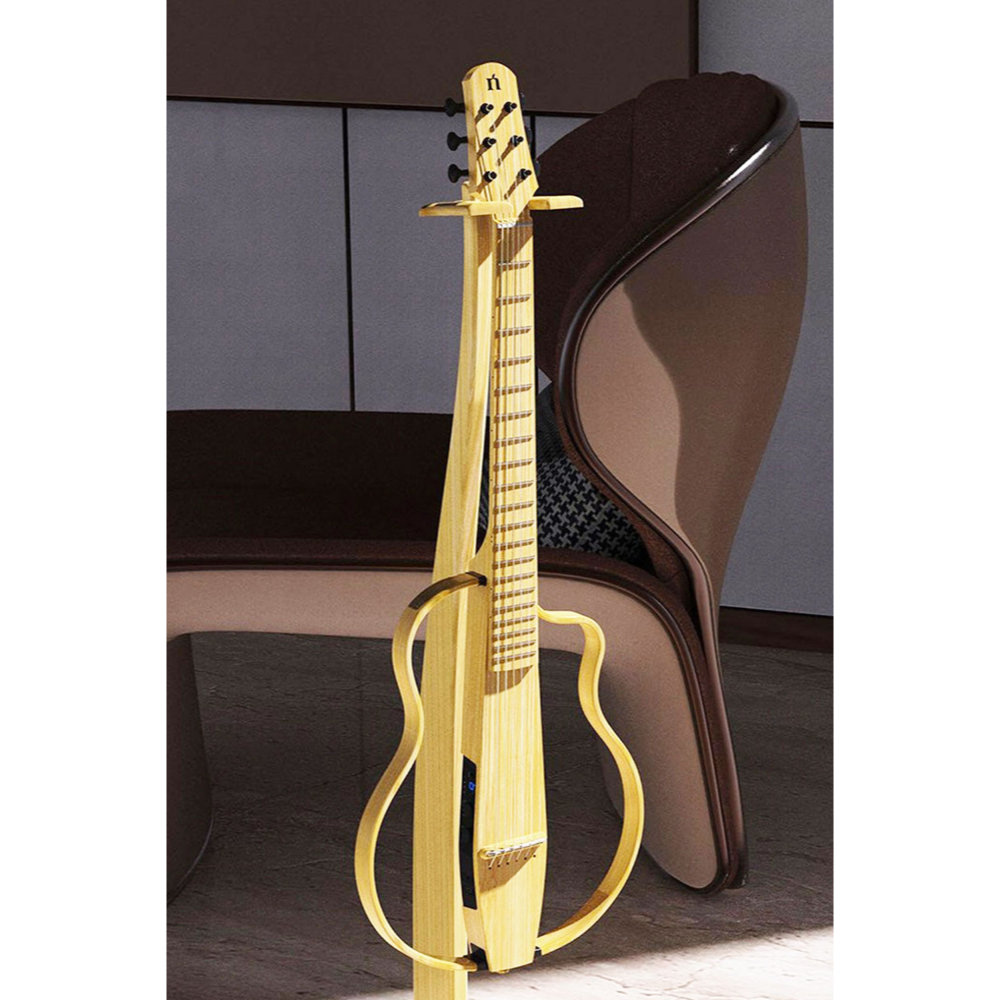 NATASHA ナターシャ NBSG Steel Natural スチール弦モデル 竹製 スマートギター スタンド使用イメージ