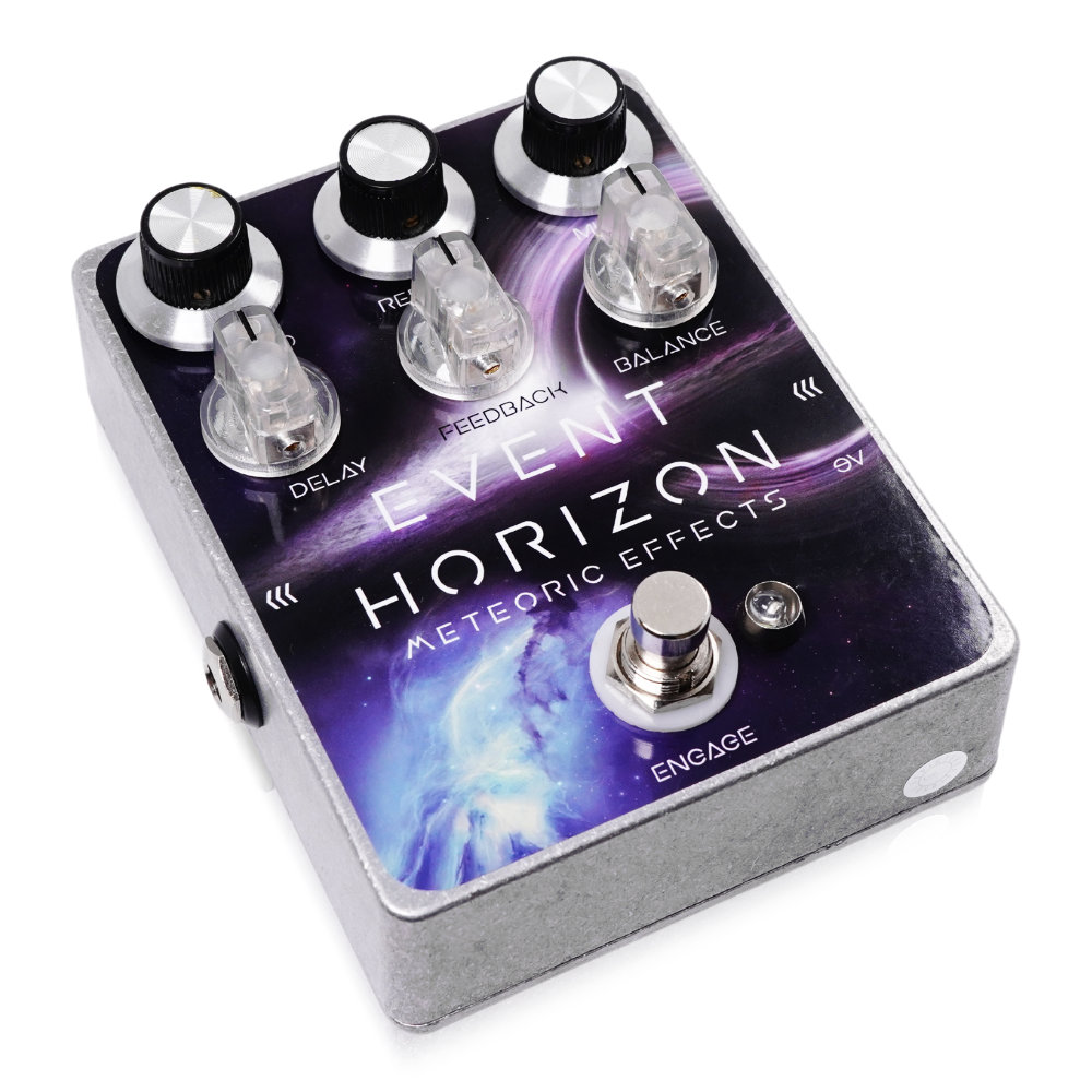 Meteoric Effects Event Horizon Dual Delay ディレイ ギターエフェクター フットスイッチ側からのアングル