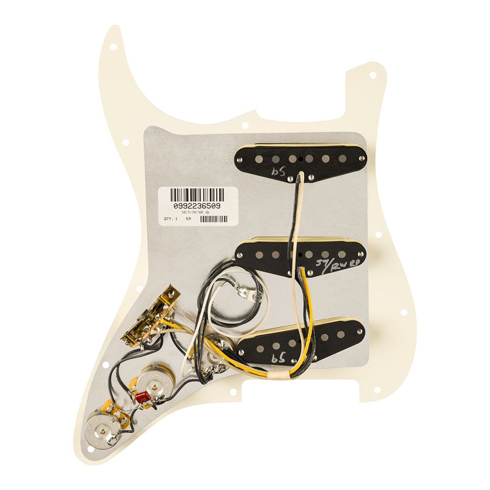 Fender フェンダー Pre-Wired Strat Pickguard Pure Vintage ’59 w/RWRP Middel Parchment エレキギター用配線済ピックアップセット 配線部