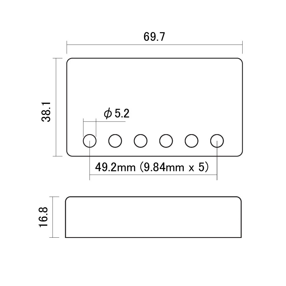 SCUD スカッド PUC-98G ハムバッカー用ピックアップカバー 9.84mm ゴールド サイズ図画像
