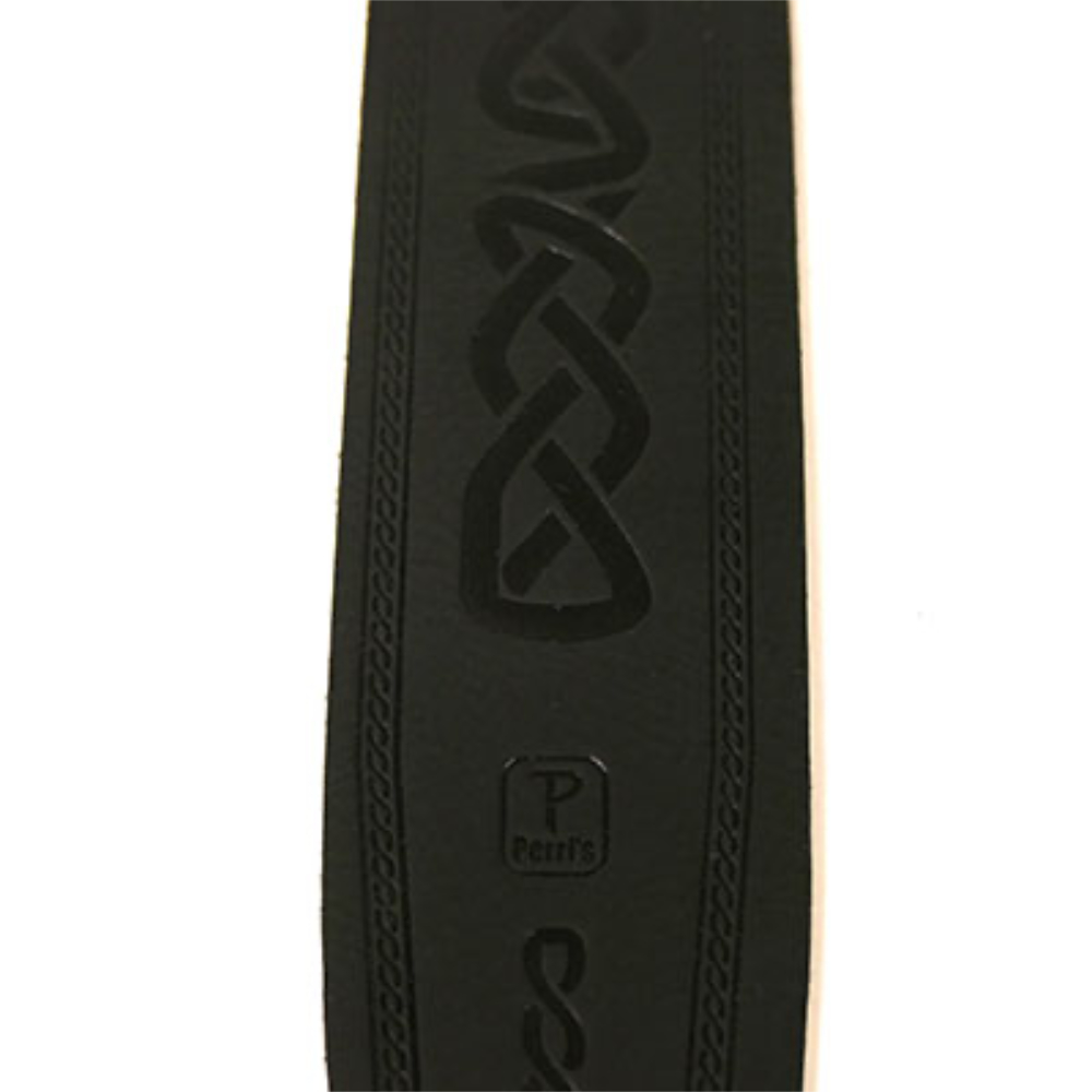 Perri’s ペリーズ P25FE-6904 2.5インチ Black Belt Leather エンボス加工 革 ギターストラップ エンボス詳細図1
