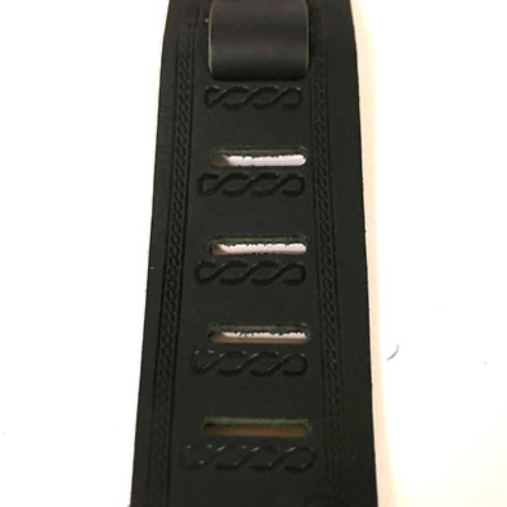 Perri’s ペリーズ P25FE-6904 2.5インチ Black Belt Leather エンボス加工 革 ギターストラップ エンボス詳細図2