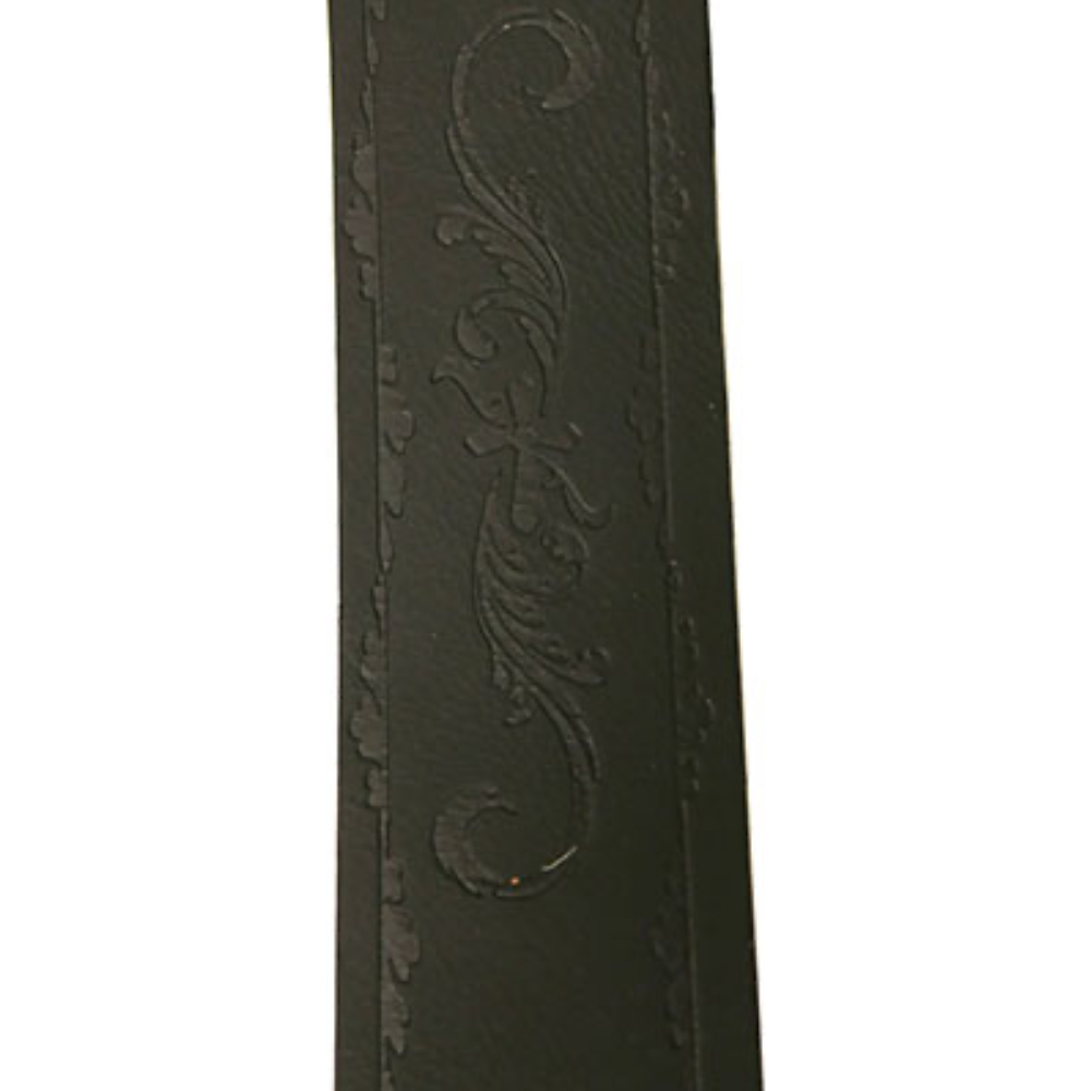 Perri’s ペリーズ P25FE-6902 2.5インチ Black Belt Leather TRIBAL CROSS ギターストラップ エンボス加工