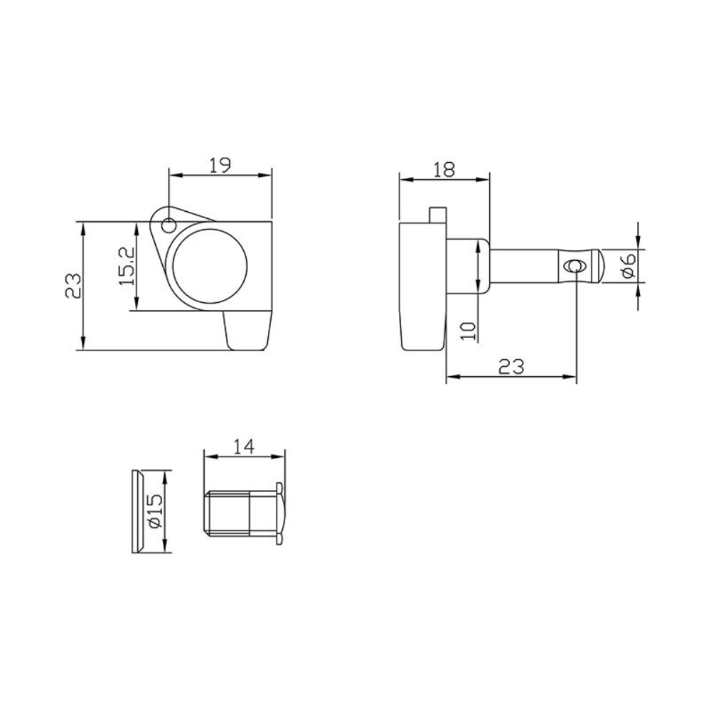 ARIA アリア AT-235G ギター用 6連ペグ 寸法図