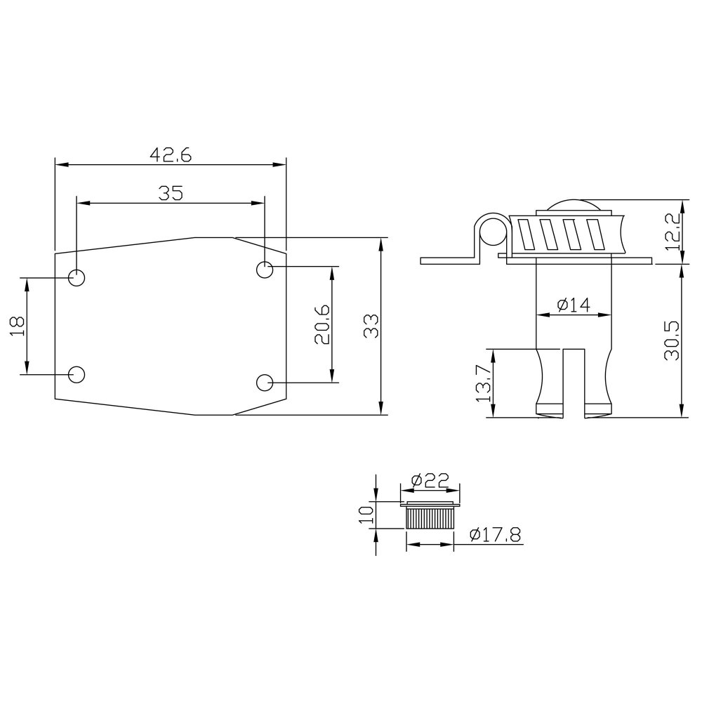 ARIA AT-380B ベース用 4連ペグ サイズ表