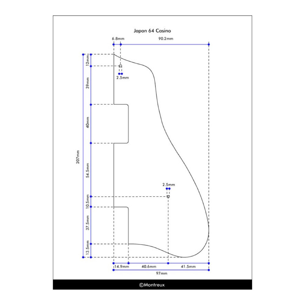 Montreux Japan 64 Casino pickguard relic Retrovibe Parts No.726 ピックガード 寸法図
