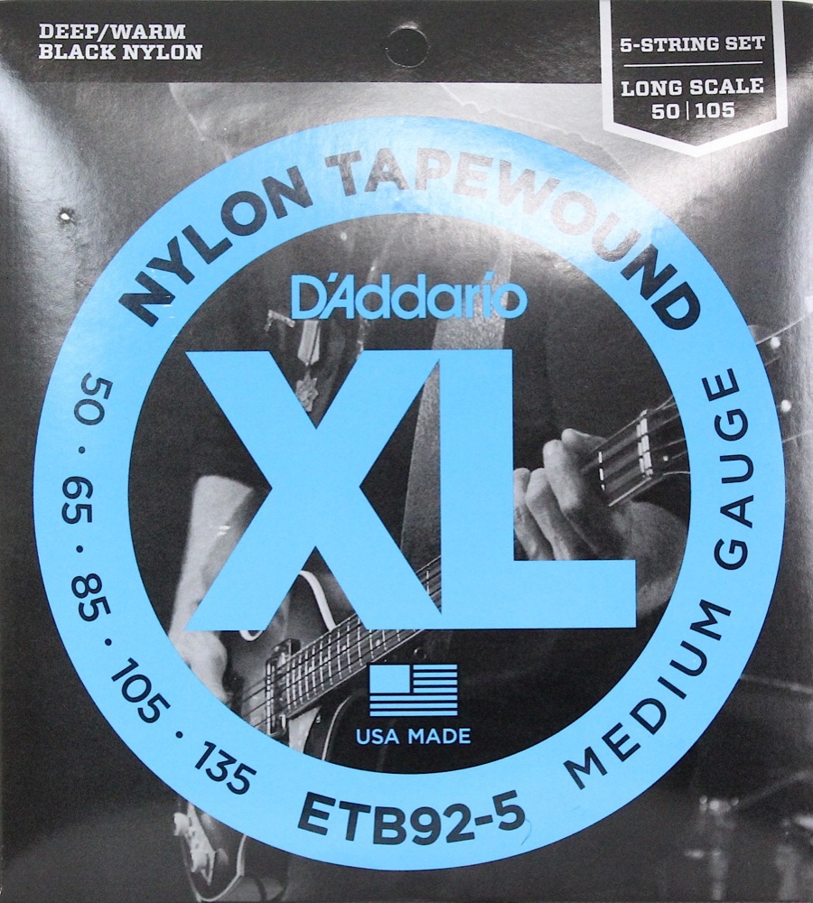 D'Addario ETB92-5 Black Nylon Tapewound 5弦エレキベース弦