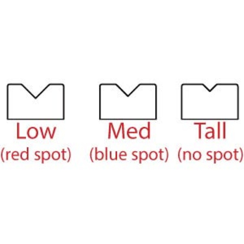 3種の溝の深さ(Low， Med， Tall)を各2個づつを組み合わせた6個入りセット