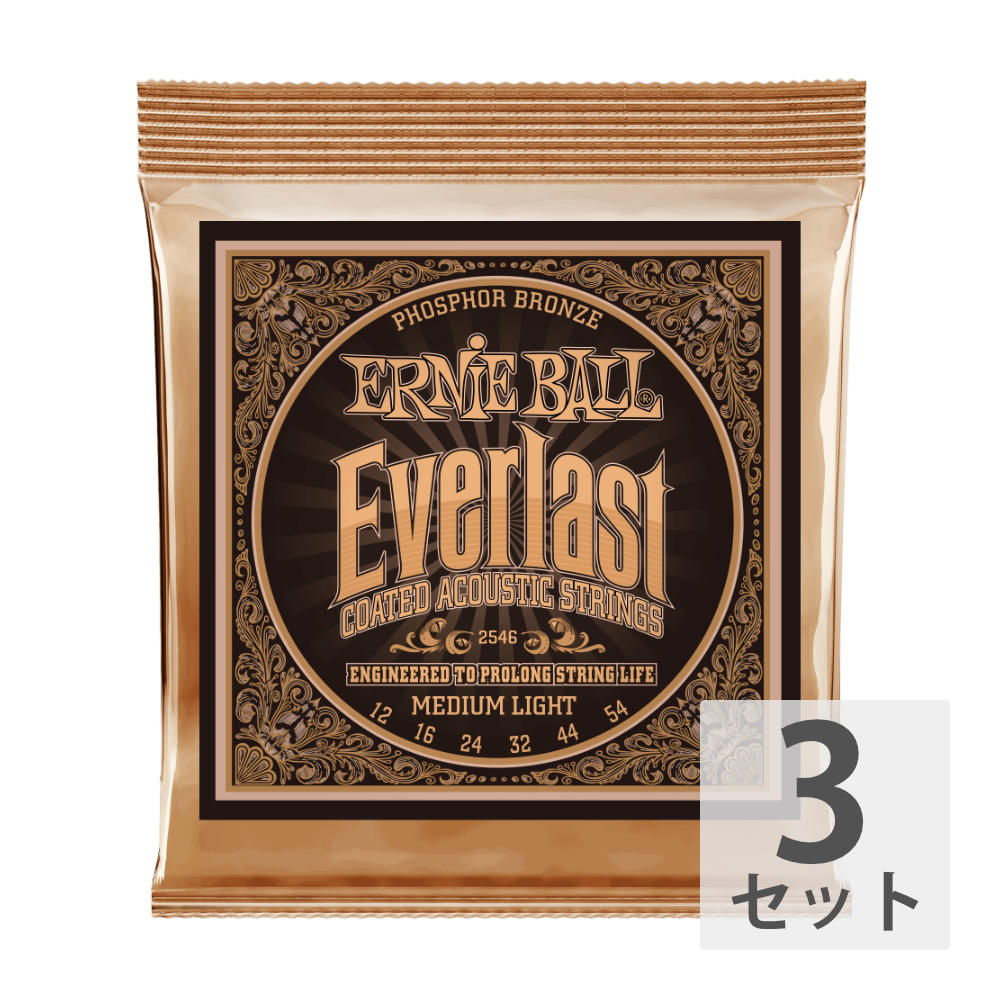 ERNIE BALL 2546 Everlast Coated PHOSPHOR BRONZE MEDIUM LIGHT アコースティックギター弦 ×3セット