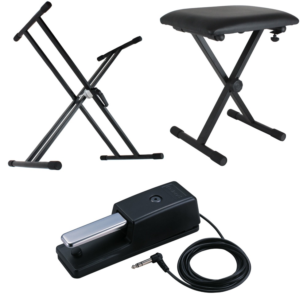 Dicon Audio X型キーボードスタンド ピアノ椅子 ROLAND ダンパーペダル 電子ピアノアクセサリ 3点セット