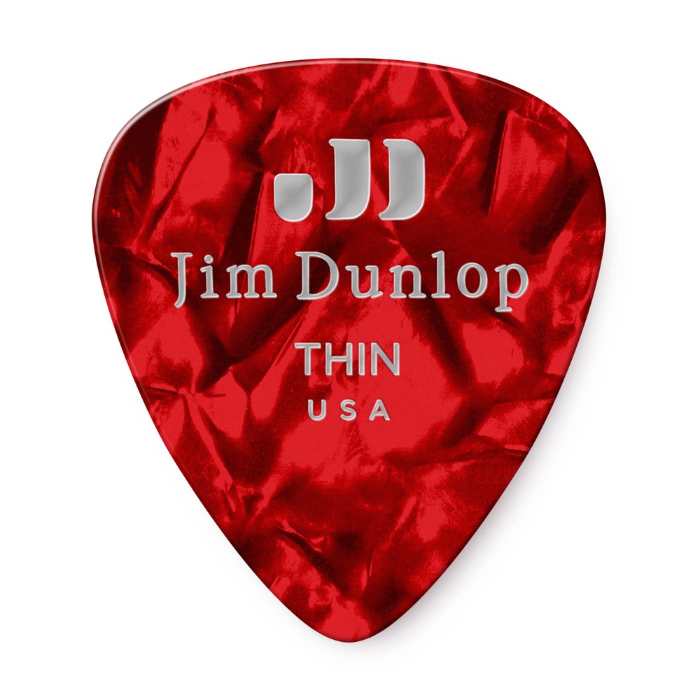 JIM DUNLOP 483 Genuine Celluloid Red Pearloid Thin ギターピック×12枚