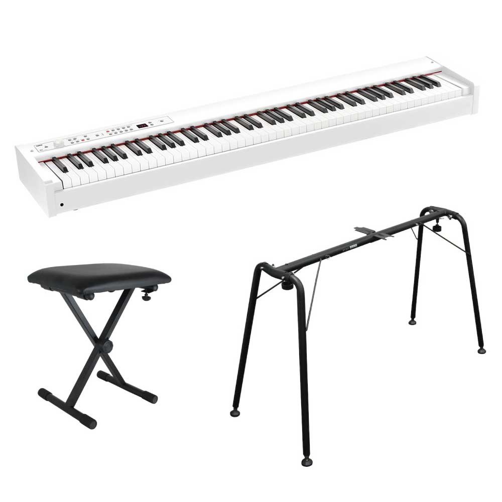 KORG D1 WH DIGITAL PIANO 電子ピアノ ホワイトカラー 純正スタンド X型キーボードベンチ付きセット