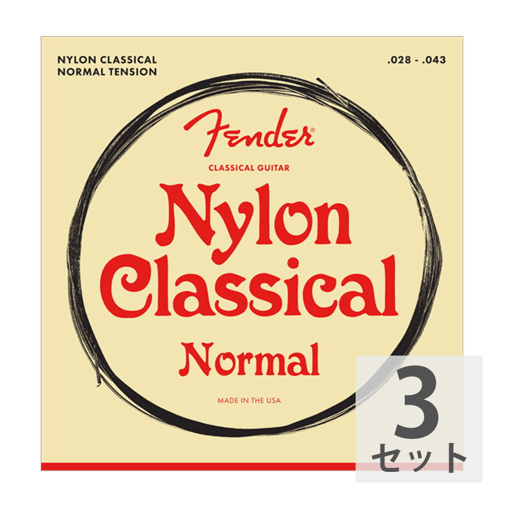 Fender Nylon Acoustic Strings 100 Clear/Silver Tie End Gauges 028-043 クラシックギター弦×3セット