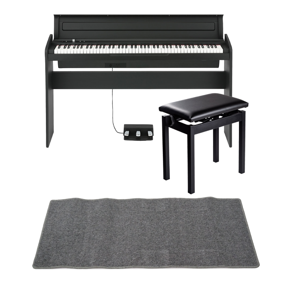 KORG LP-180 BK 電子ピアノ 高低自在椅子 ピアノマット(グレイ)付きセット