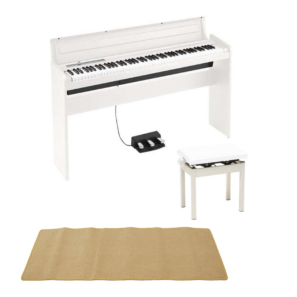 KORG LP-180 WH 電子ピアノ 高低自在椅子付き ピアノマット(クリーム)付きセット