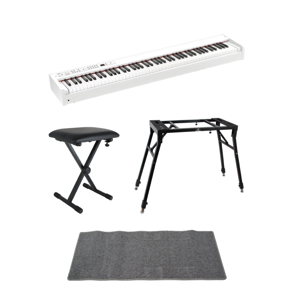 KORG D1 WH DIGITAL PIANO 電子ピアノ ホワイトカラー 4本脚スタンド X型ベンチ ピアノマット(グレイ)付きセット