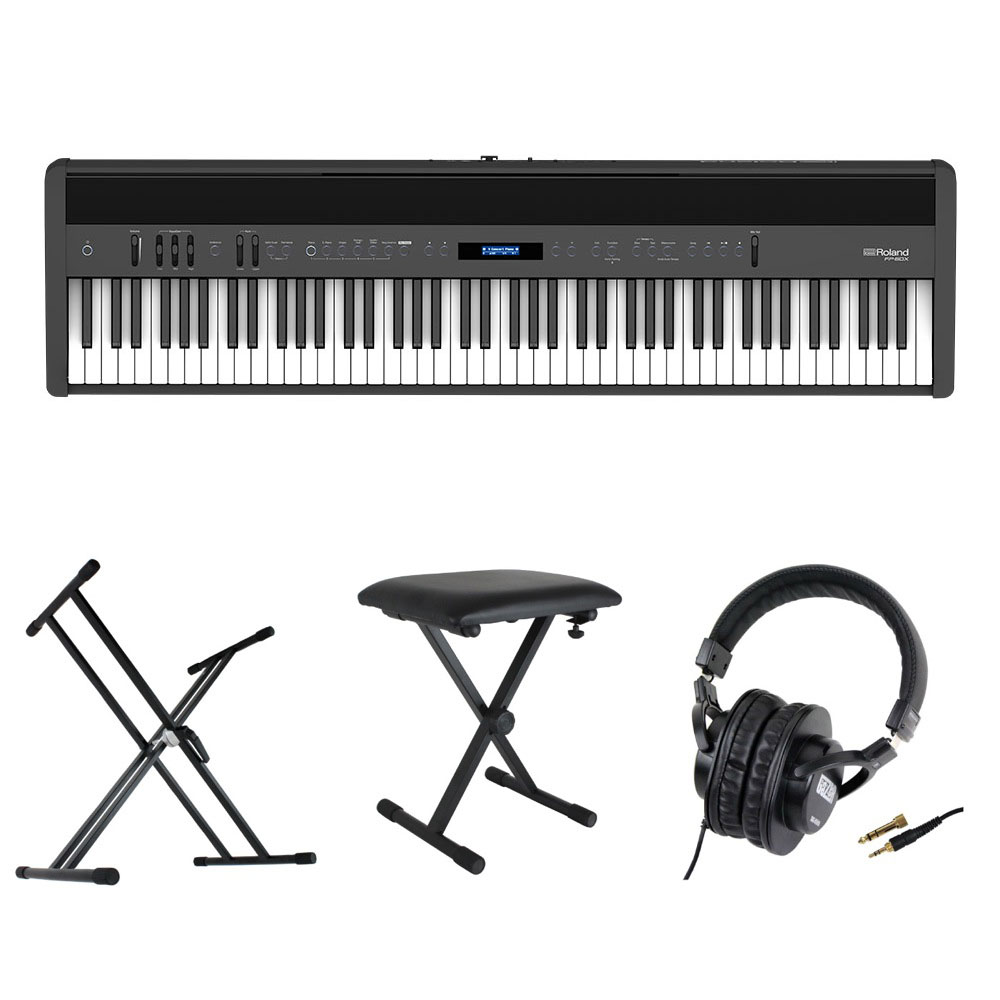 ROLAND FP-60X-BK Digital Piano ブラック デジタルピアノ キーボードスタンド キーボードベンチ ヘッドホン 4点セット [鍵盤 Cset]