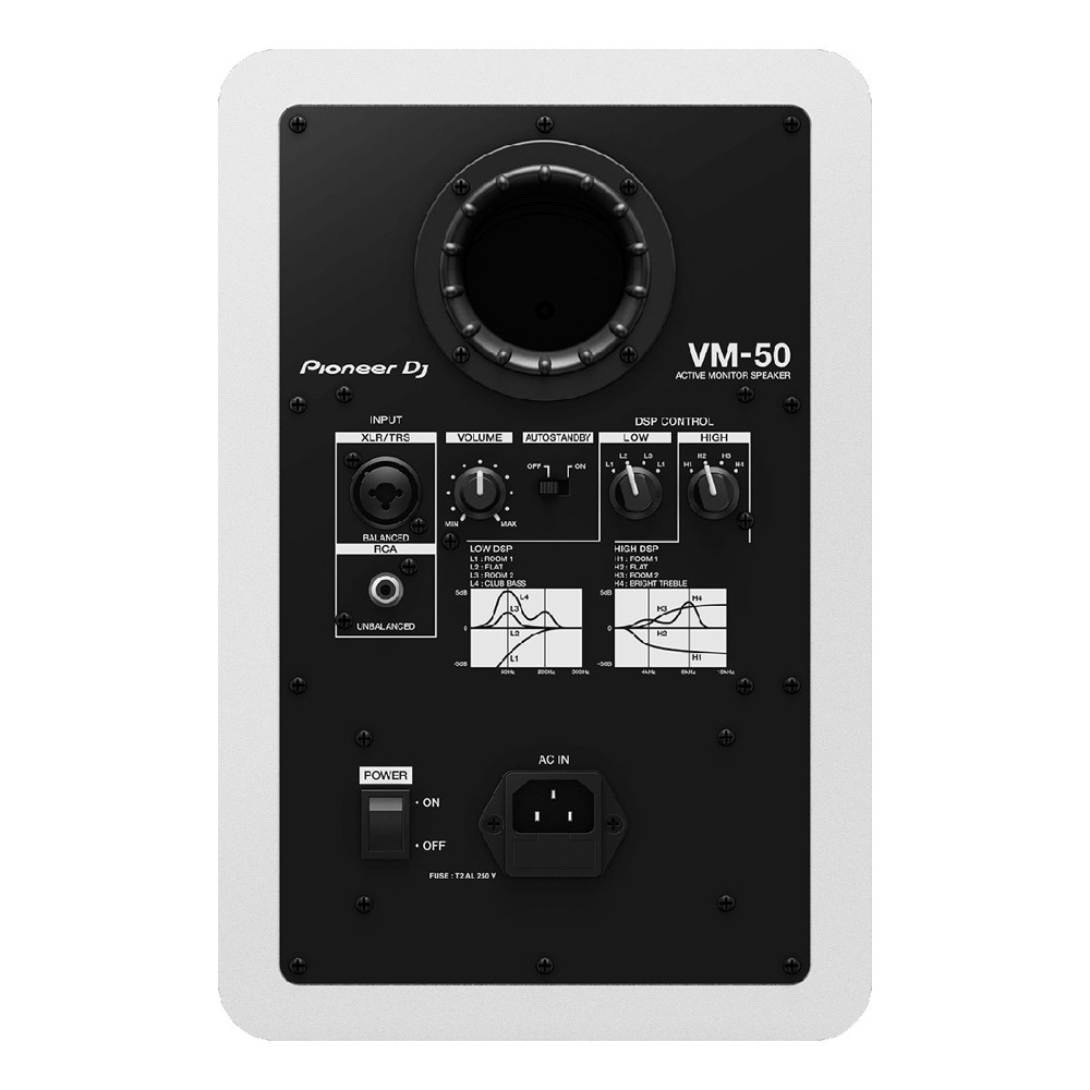 Pioneer DJ VM-50-W VMシリーズ アクティブモニタースピーカー 1ペア（2台） 5.25インチ スピーカースタンド付きセット Pioneer DJ VM-50-W VMシリーズ アクティブモニタースピーカー裏面
