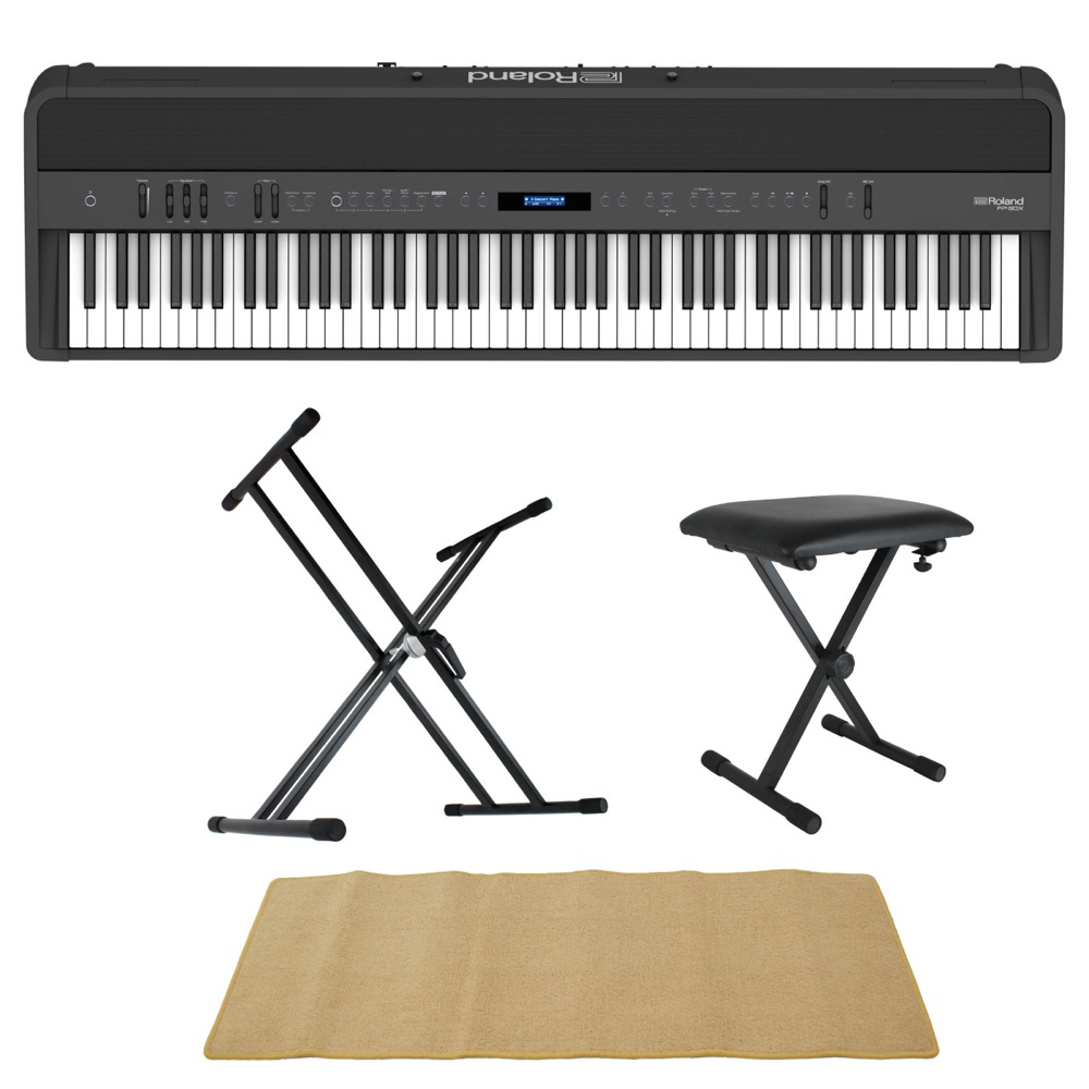ROLAND FP-90X-BK Digital Piano ブラック デジタルピアノ スタンド ベンチ マット 4点セット [鍵盤 BMset]