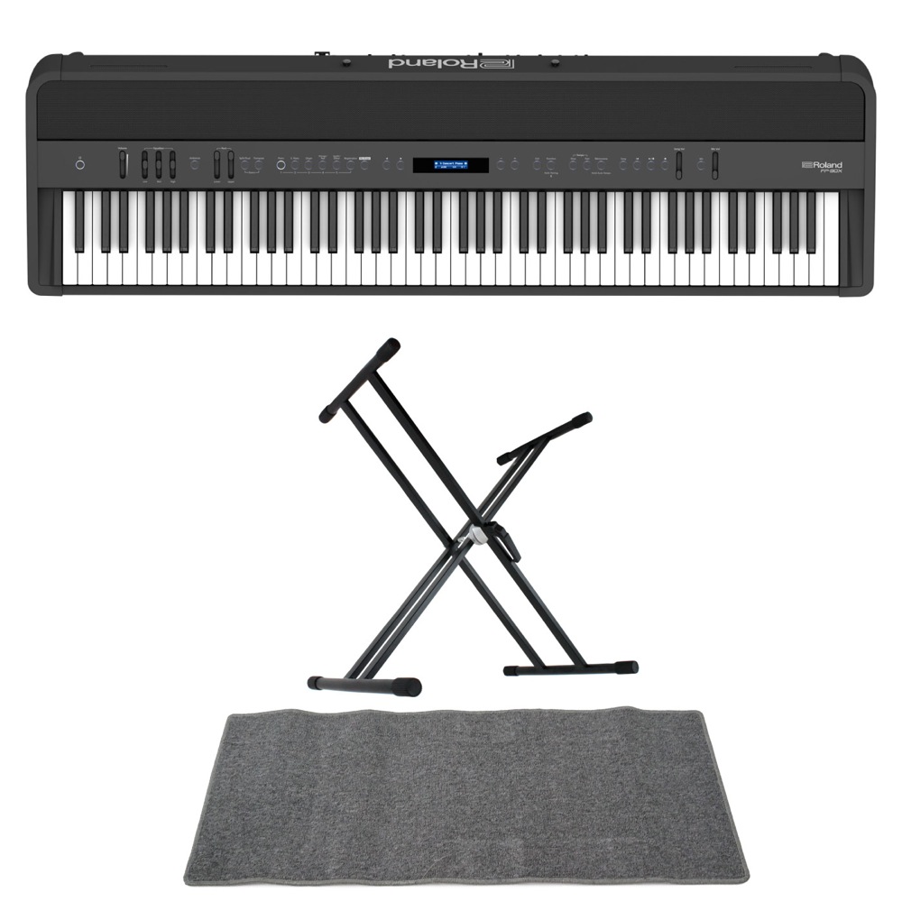 ROLAND FP-90X-BK Digital Piano ブラック デジタルピアノ スタンド マット 3点セット [鍵盤 DMset]