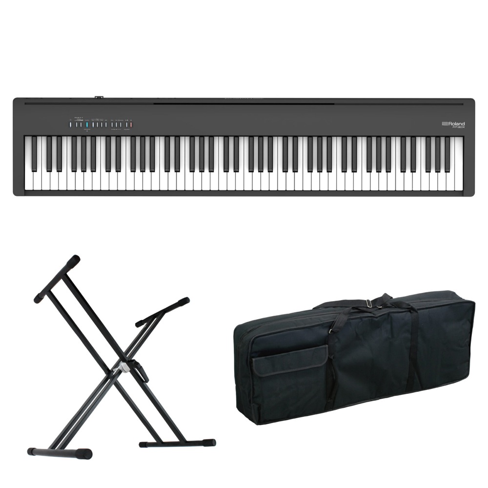 ROLAND FP-30X-BK Digital Piano ブラック 電子ピアノ X型スタンド ケース付き セット [鍵盤 ACset]