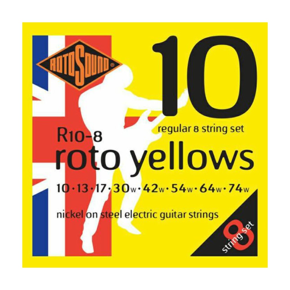 ROTOSOUND R10-8 Roto Yellows 8-String Regular 10-74 8弦エレキギター弦×5セット
