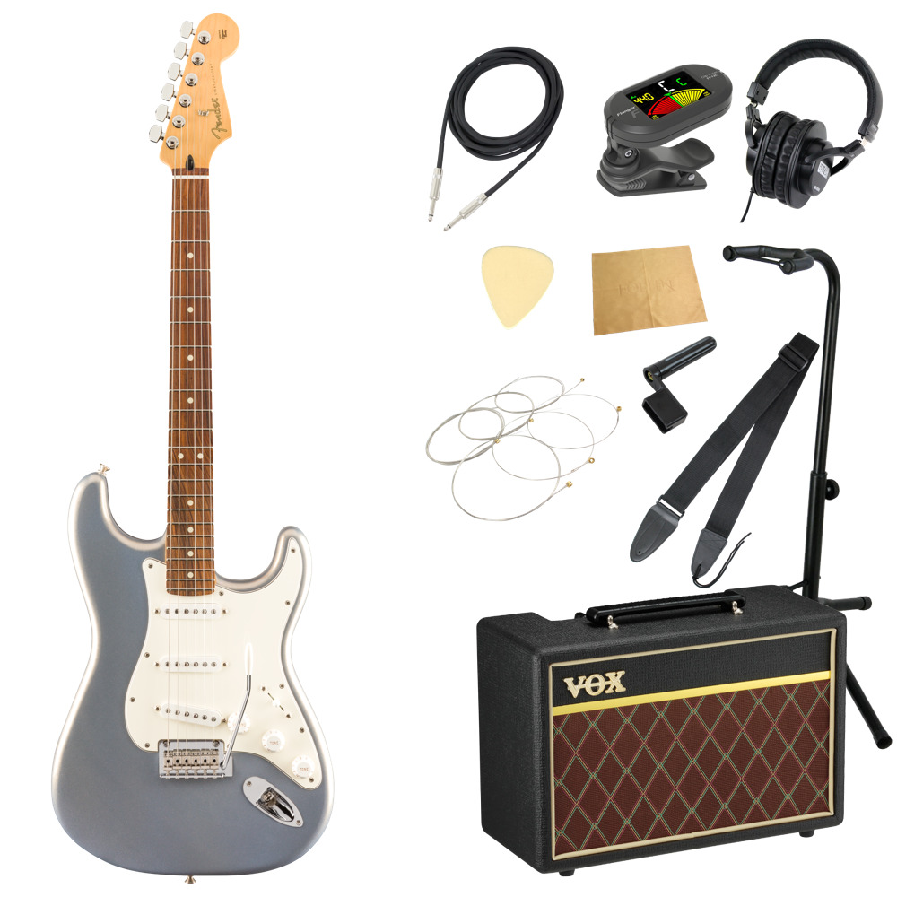 Fender Player Stratocaster PF Silver エレキギター VOXアンプ付き 入門11点 初心者セット