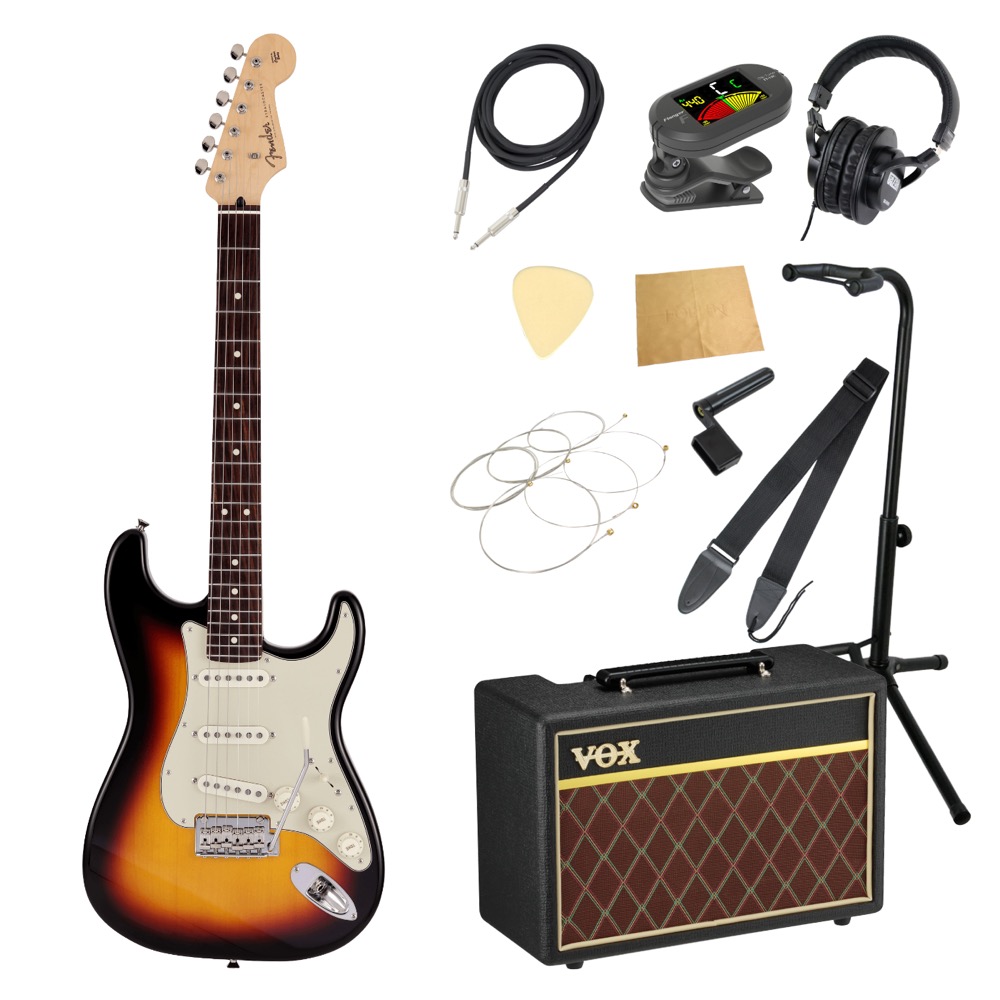 Fender Made in Japan Junior Collection Stratocaster RW 3TS エレキギター VOXアンプ付き 入門11点 初心者セット