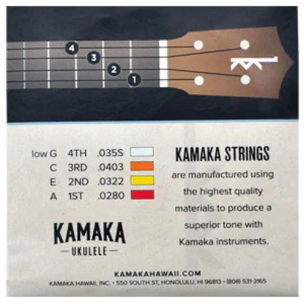 KAMAKA S-1G ウクレレ弦 ソプラノ / コンサート用 ブラックナイロン弦 Low-Gセット×2セット パッケージ裏