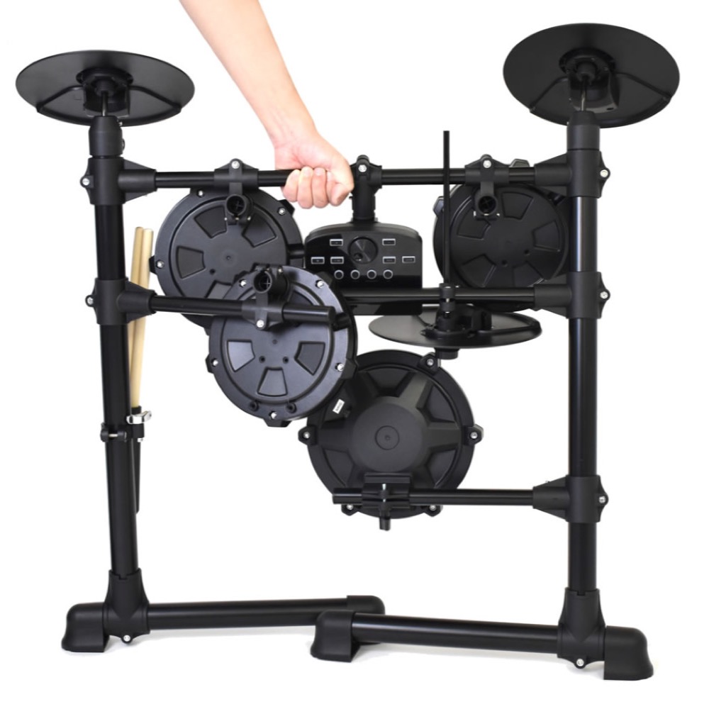 ONETONE ワントーン 電子ドラム OTDD-100 WH パッド式バスドラム シンバル追加（3シンバル）セット ドラム椅子 スティック ヘッドホン付き 折りたたみ画像