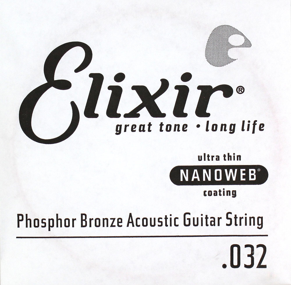 ELIXIR 14132 032弦 アコースティックギター用 バラ弦 NANOWEB フォスファーブロンズ×4本