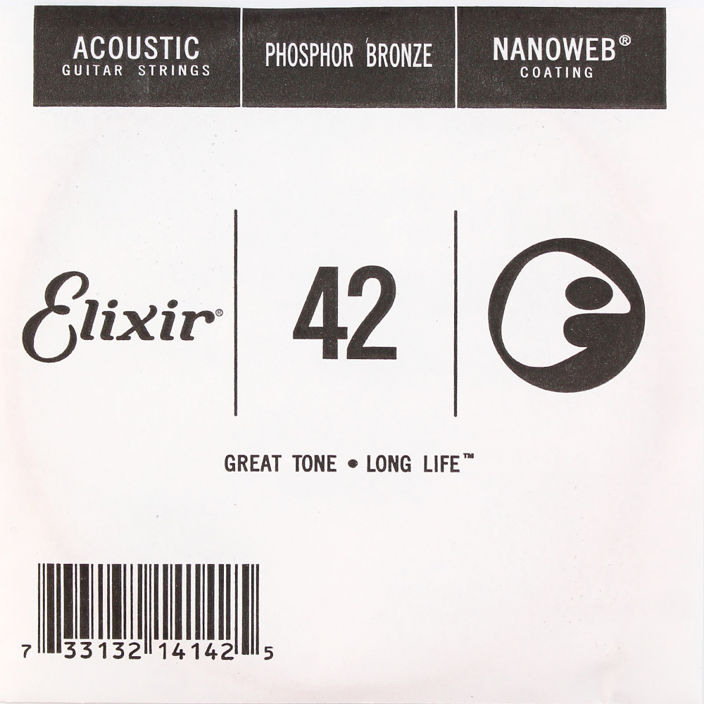 ELIXIR 14142 042弦 アコースティックギター用 バラ弦 NANOWEB フォスファーブロンズ×4本