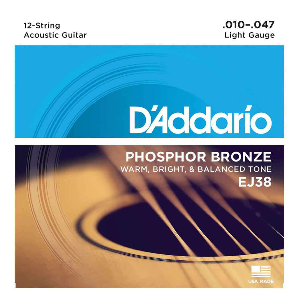 D'Addario EJ38/Light 12-String 12弦用アコースティックギター弦×5セット