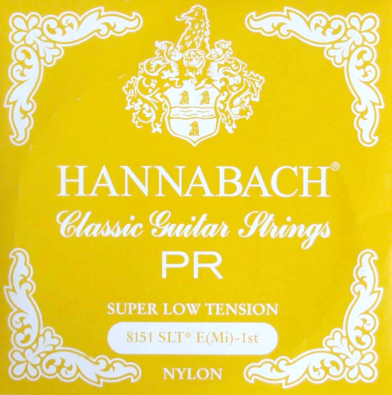HANNABACH E8151 SLT-Yellow E/1 1弦 クラシックギターバラ弦 1弦×6本セット