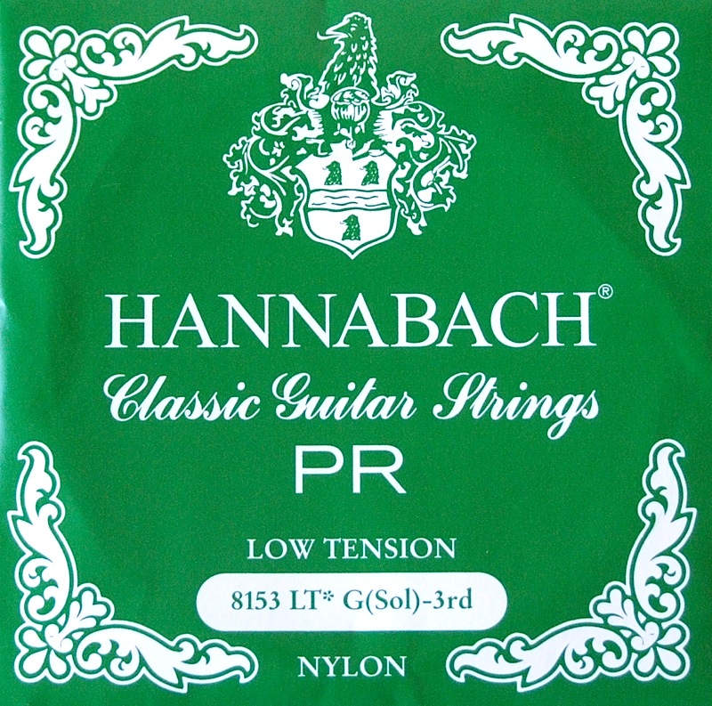 HANNABACH E8153 LT-Green G 3弦 クラシックギターバラ弦 3弦×6本セット