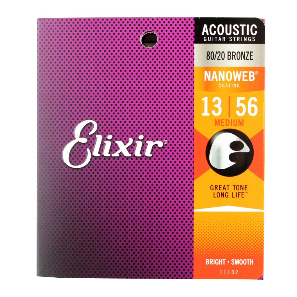 ELIXIR 11102 ACOUSTIC NANOWEB Medium 13-56 アコースティックギター弦×12SET