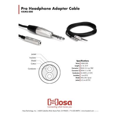 Hosa HXMS-005 1.5m ステレオミニメス-ステレオフォンオス 延長用 オーディオケーブル ケーブル構造詳細画像