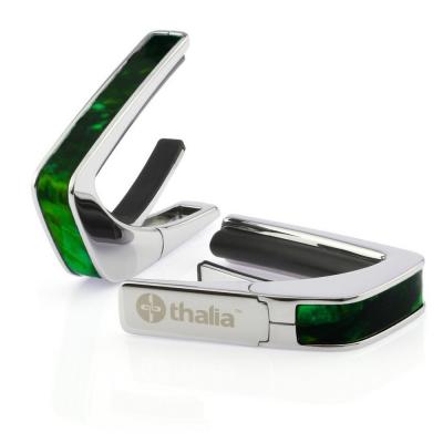 Thalia Capo 200 in Chrome Finish with Green Angel Wing Inlay カポタスト