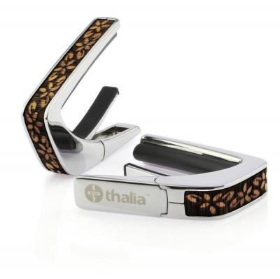 Thalia Capo 200 in Chrome Finish with Hawaiian Koa Plumeria Lei Engraved Inlay カポタスト