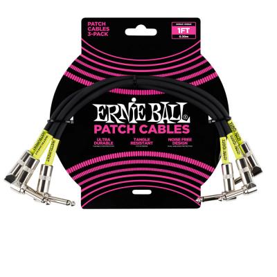 ERNIE BALL 6075 1’ ANGLE/ANGLE PATCH CABLE 3-PACK BLACK パッチケーブル 3本セット