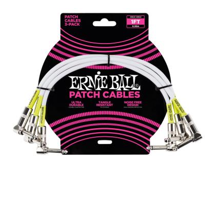 ERNIE BALL 6055 1’ ANGLE/ANGLE PATCH CABLE 3-PACK WHITE パッチケーブル 3本セット