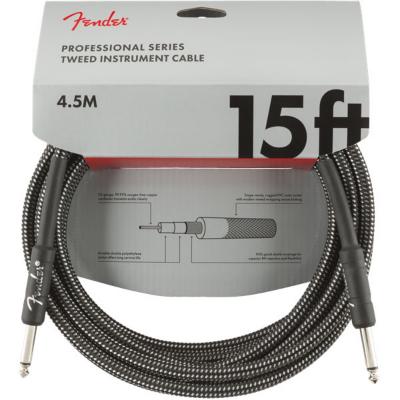 Fender Professional Series Instrument Cable SS 15’ Gray Tweed ギターケーブル