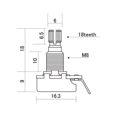 Alpha ALP-5001 ミニポット 500KΩ Aカーブ スプリットシャフト 詳細画像