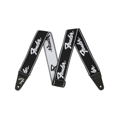 Fender WeighLess Running Logo Strap Black/White ギターストラップ
