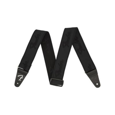 Fender WeighLess Running Logo Strap Black/Black ギターストラップ