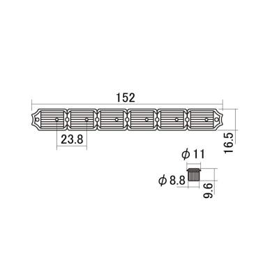 SCUD 2103G-BF 1弦側 クルーソンタイプ ゴールド バルク ペグ 寸法図