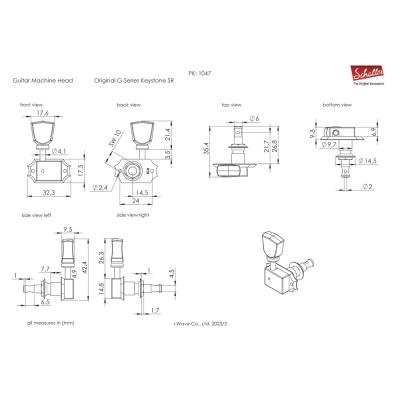SCHALLER ST-6K SR Gibson-NI 3L3R ギター用ペグ 6個セット サイズ画像